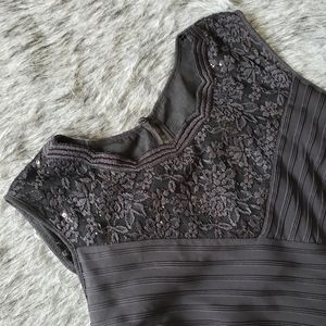 Lace Yoke Pintuck Little Black Dress